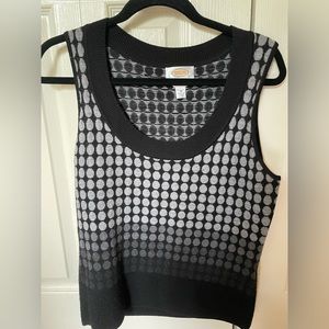 Talbots Wool Vest Sweater Top in Black & Gray dots.  Size M